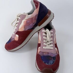 Inkkas Andes Jogger Unisex Women 11/Men 9 Leather Suede Canvas Artsy Mixed Media